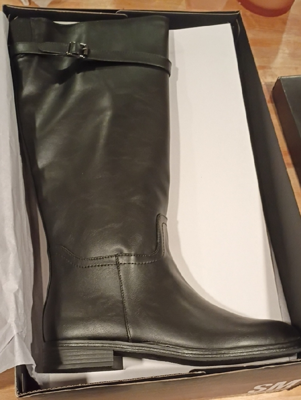 SM New York Black Tall Moto Boots with Strap